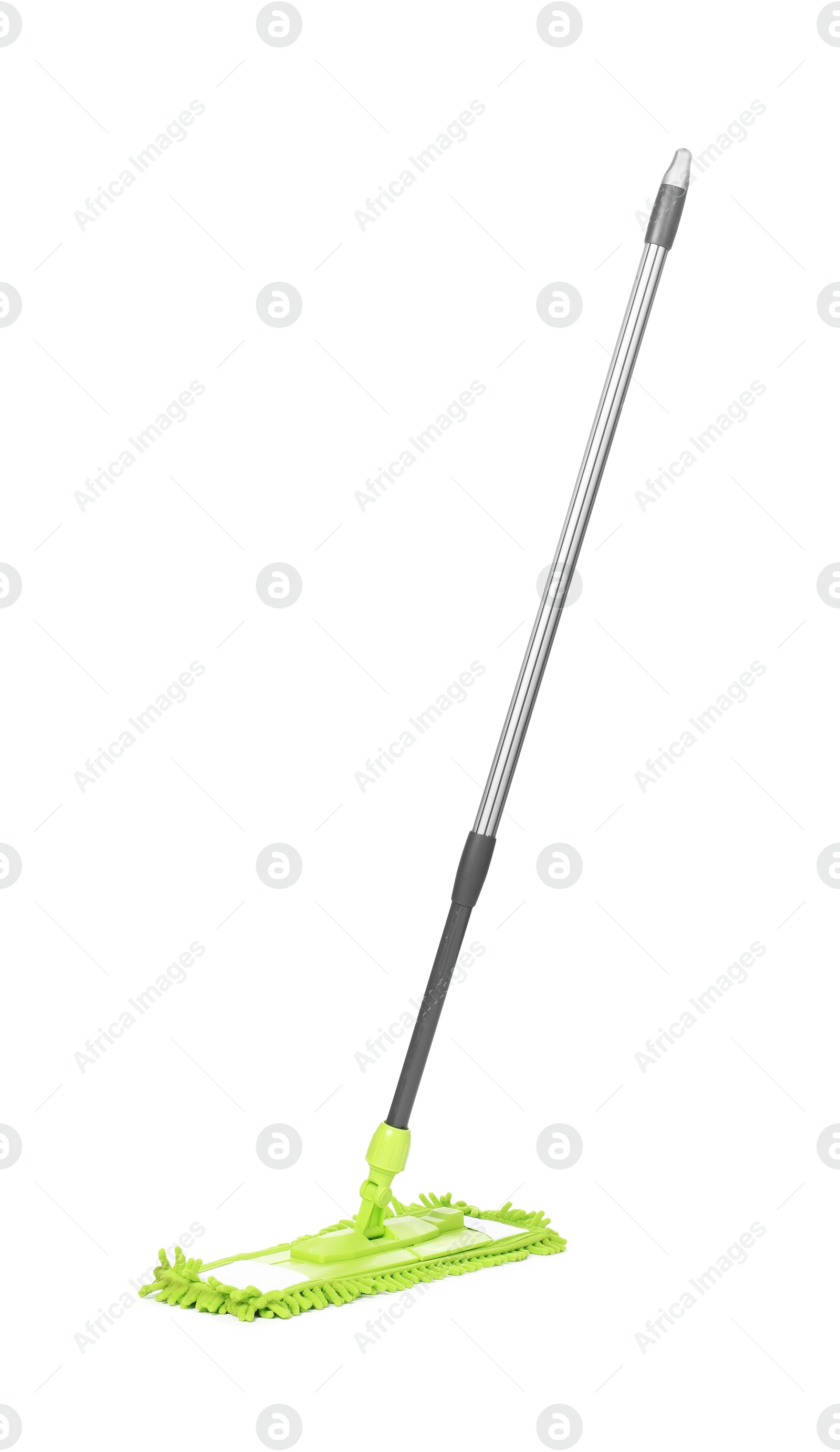 Photo of Microfiber mop isolated on white. Cleaning equipment