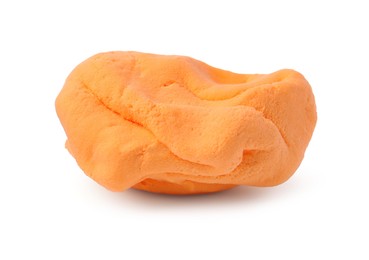 Photo of Bright orange play dough isolated on white