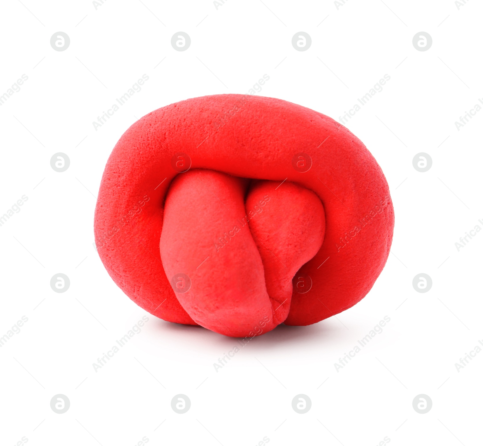 Photo of Bright red play dough isolated on white