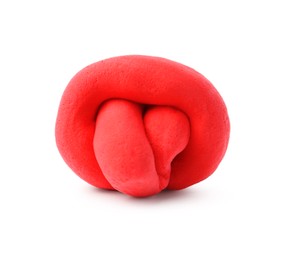 Photo of Bright red play dough isolated on white