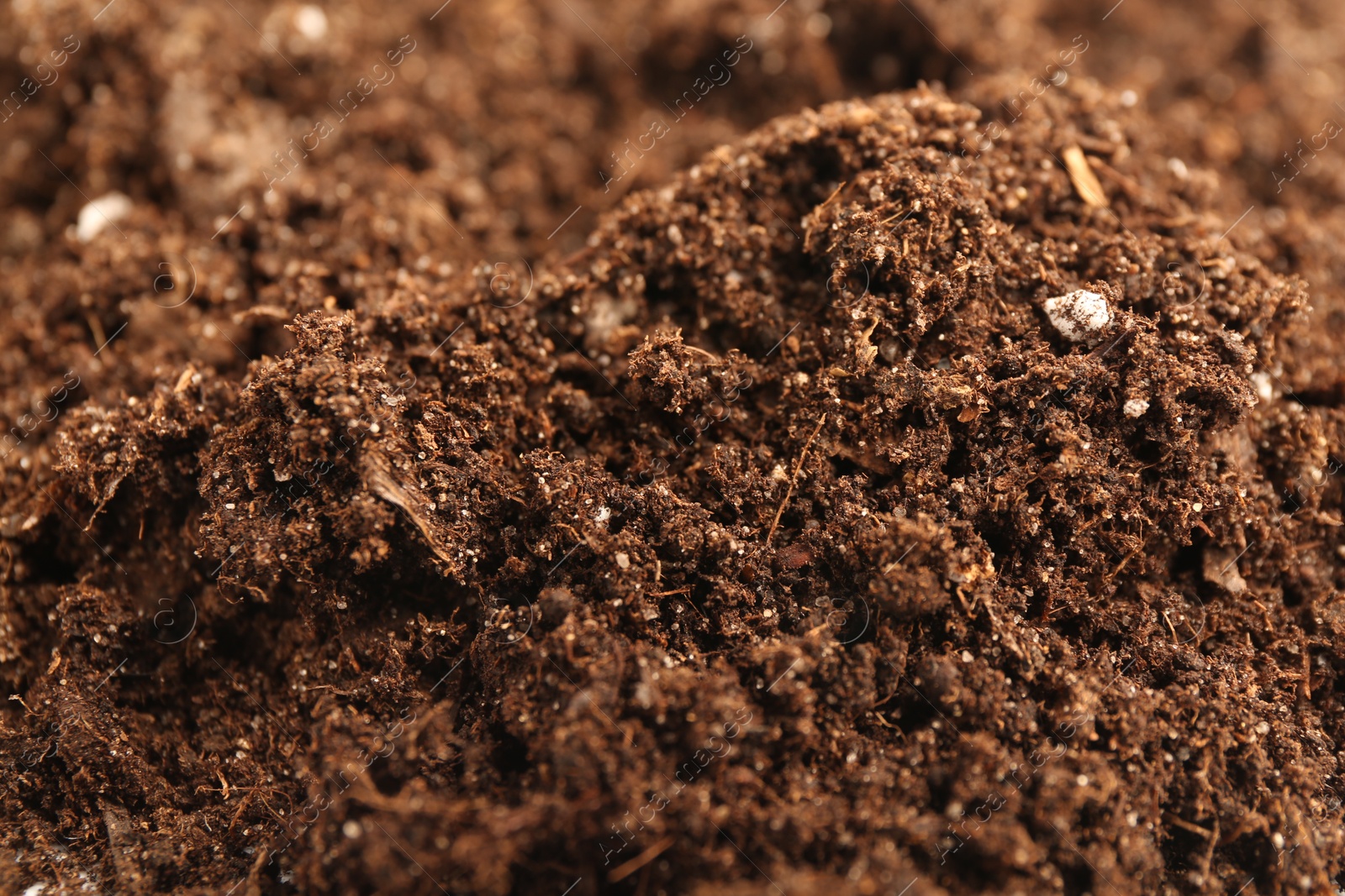 Photo of Texture of fresh soil as background, closeup