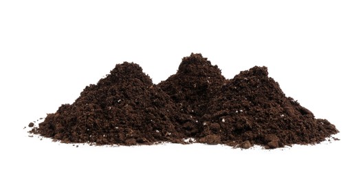 Photo of Piles of fresh soil isolated on white