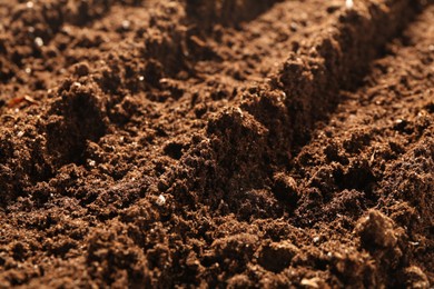 Photo of Texture of fresh soil as background, closeup