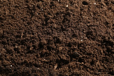 Photo of Texture of fresh soil as background, closeup