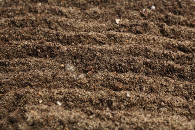 Photo of Texture of fresh soil as background, closeup