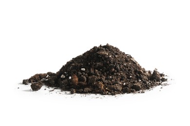 Photo of Pile of fresh soil isolated on white