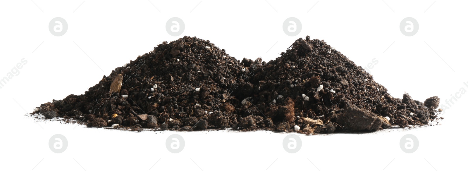 Photo of Piles of fresh soil isolated on white