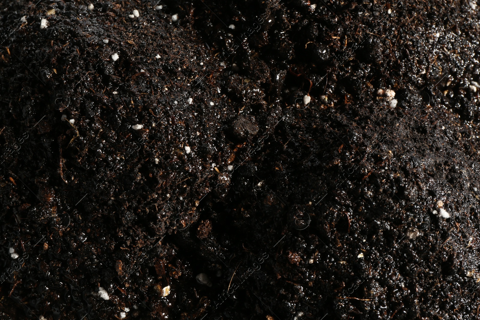 Photo of Texture of fresh soil as background, closeup