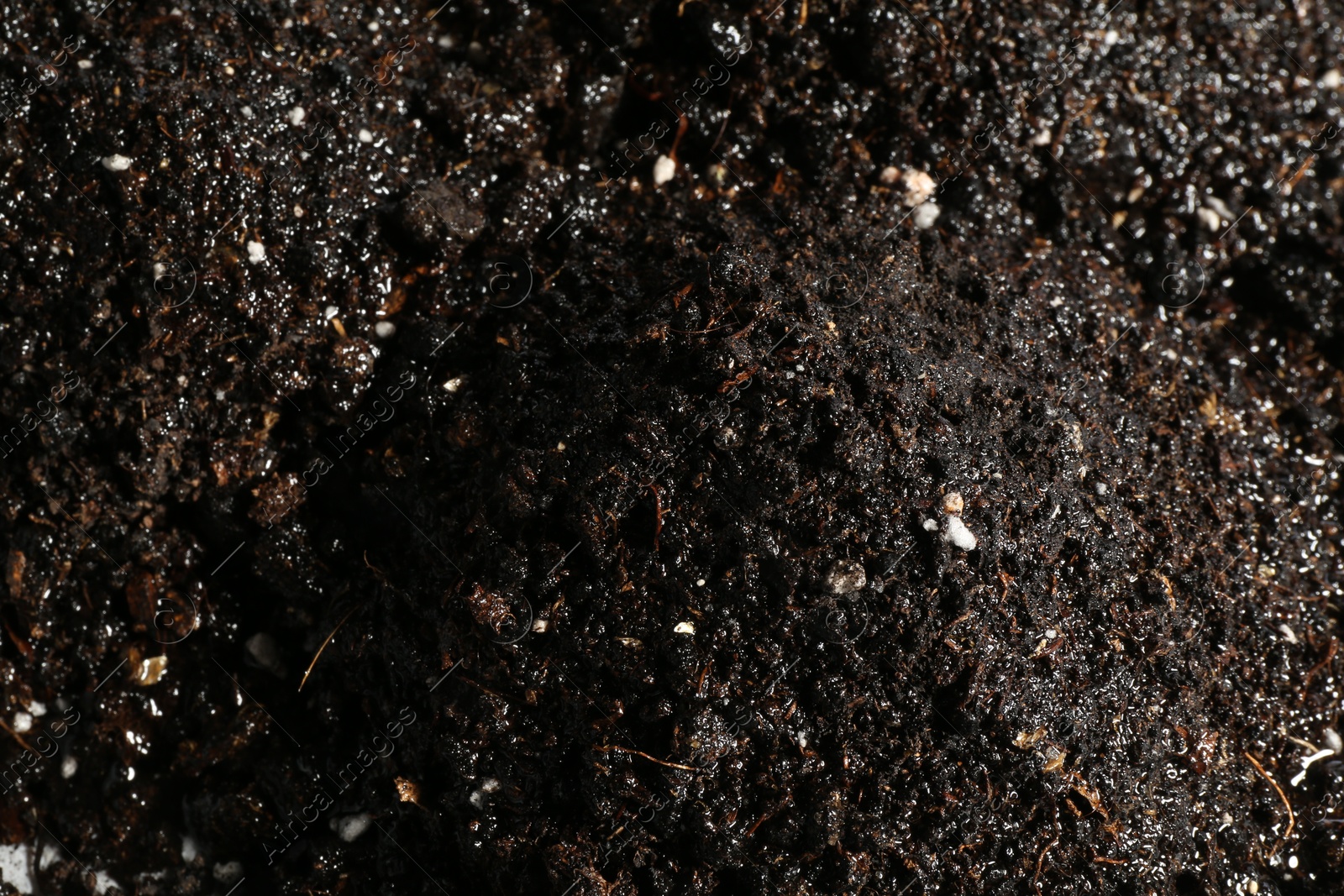 Photo of Texture of fresh soil as background, closeup