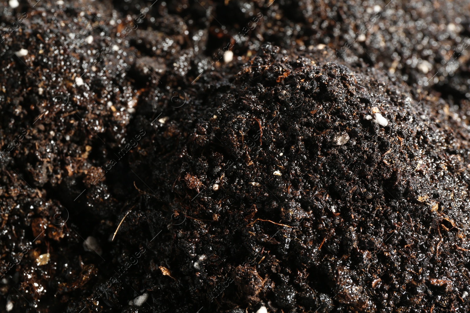 Photo of Texture of fresh soil as background, closeup