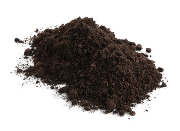 Photo of Piles of fresh soil isolated on white