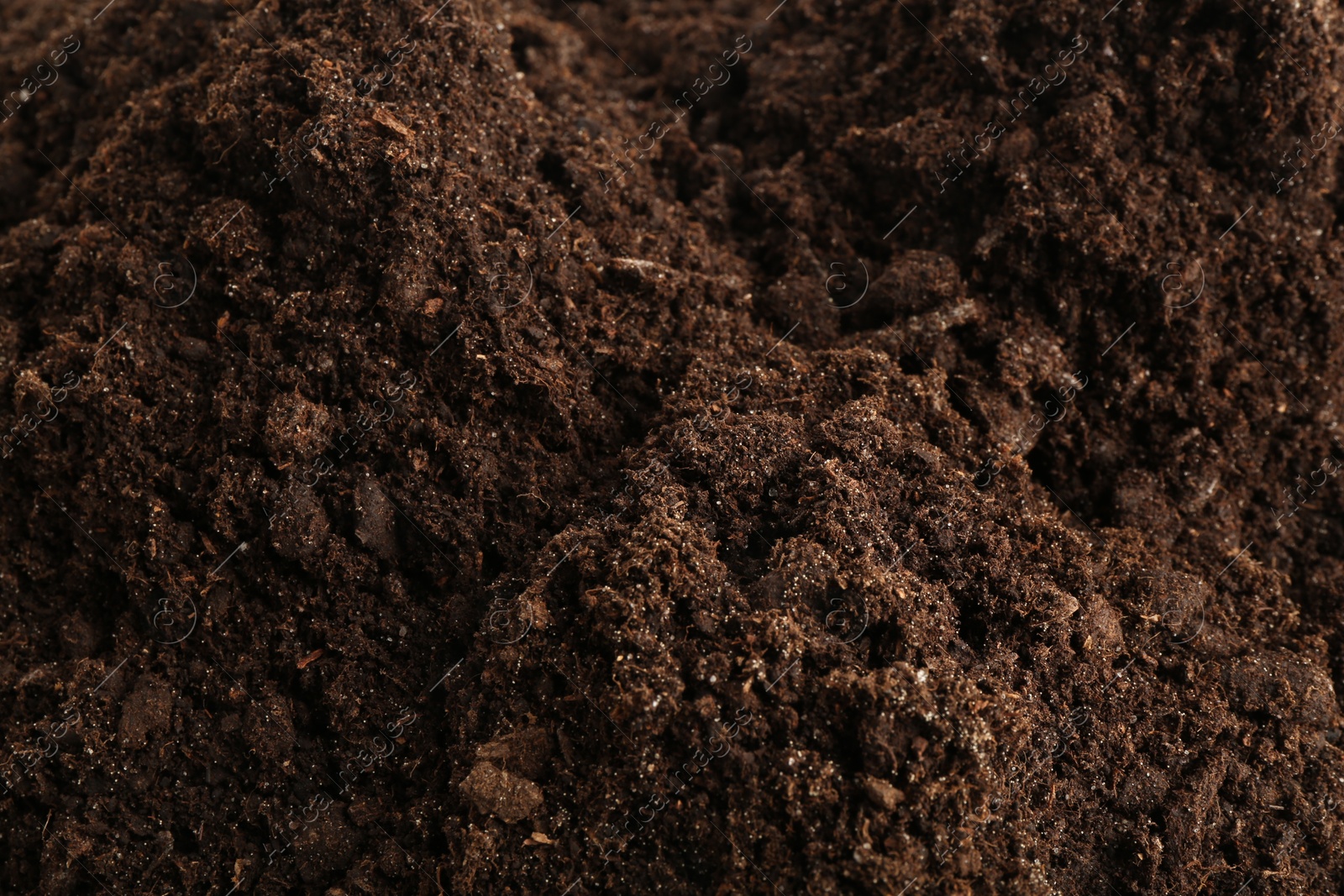 Photo of Texture of fresh soil as background, closeup