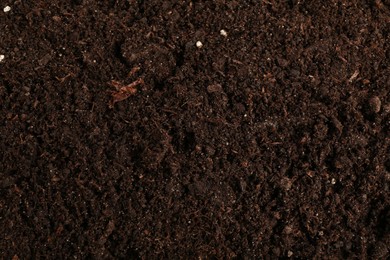 Photo of Texture of fresh soil as background, closeup