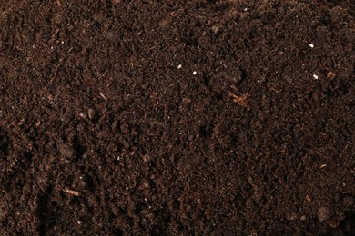 Photo of Texture of fresh soil as background, closeup