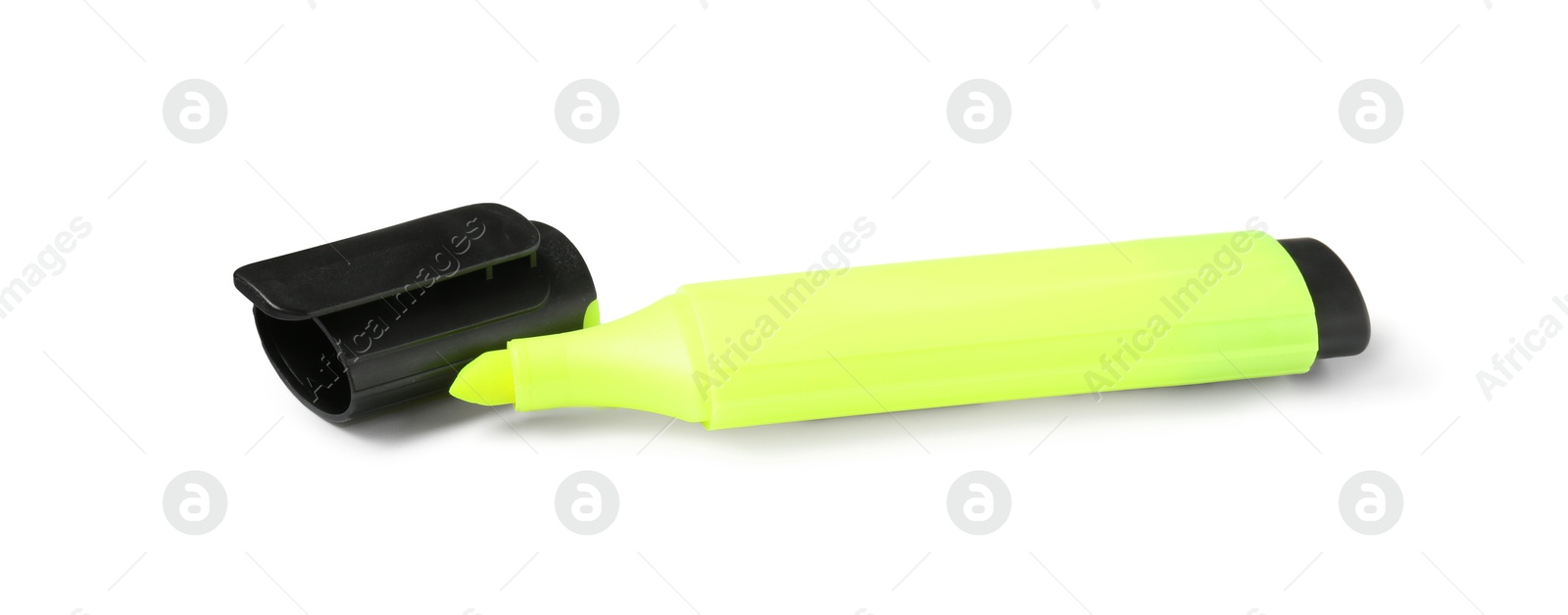 Photo of Bright highlighter and cap isolated on white