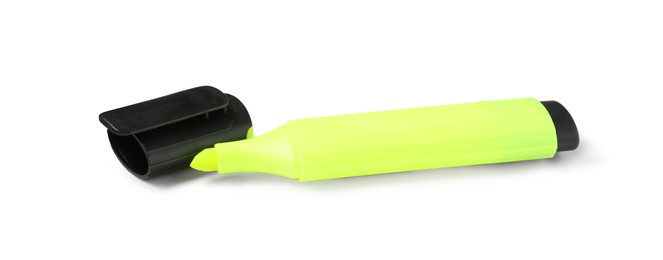 Photo of Bright highlighter and cap isolated on white