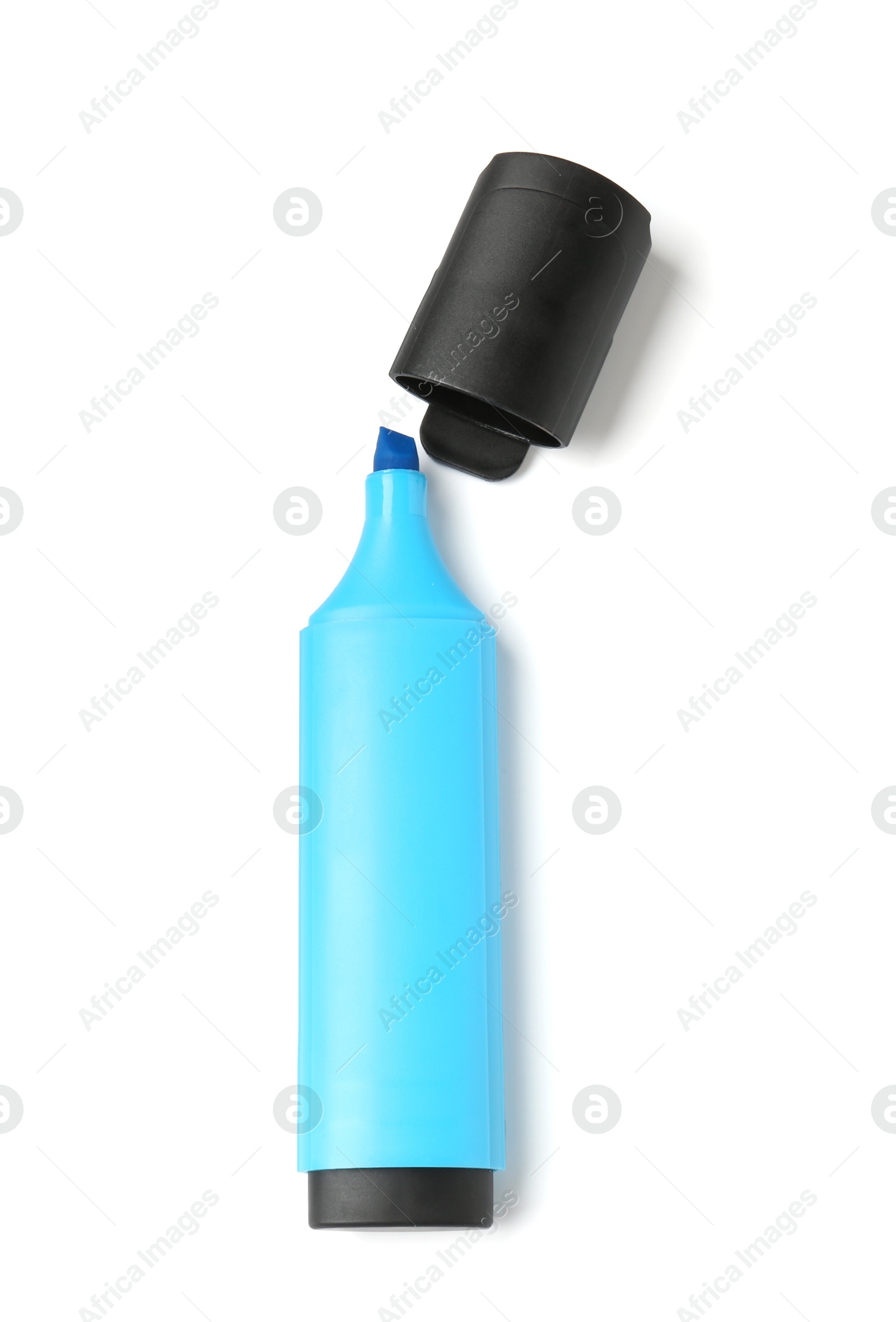 Photo of Highlighter and cap isolated on white, top view