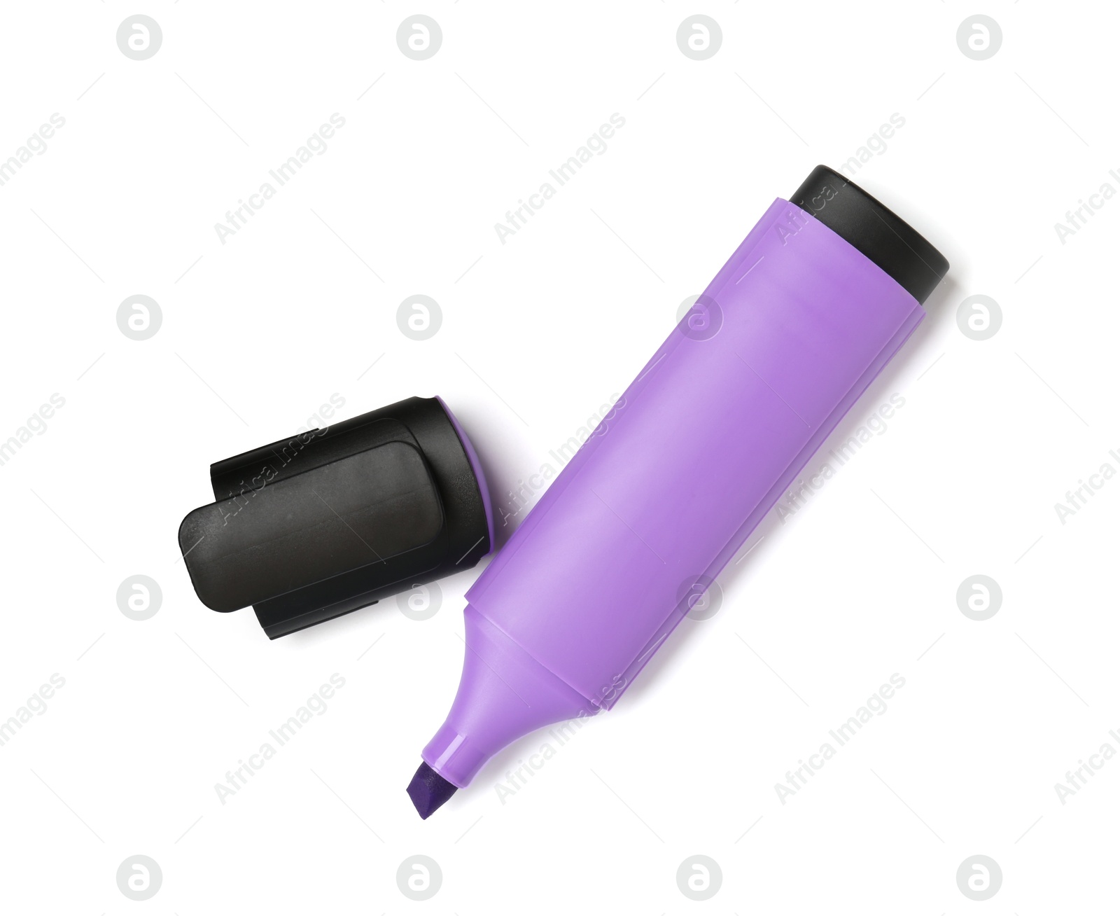 Photo of Highlighter and cap isolated on white, top view