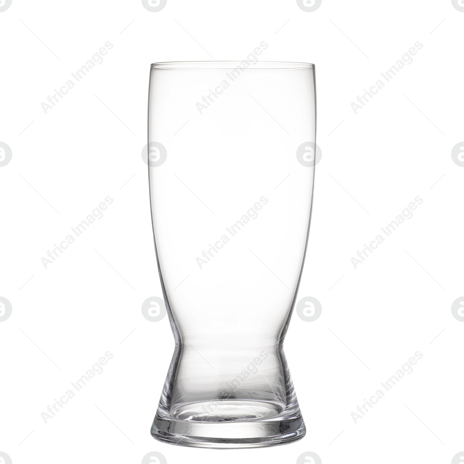 Photo of One empty beer glass isolated on white