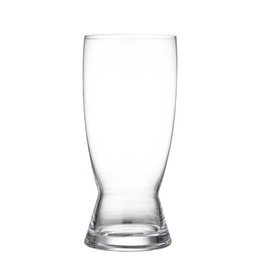 Photo of One empty beer glass isolated on white