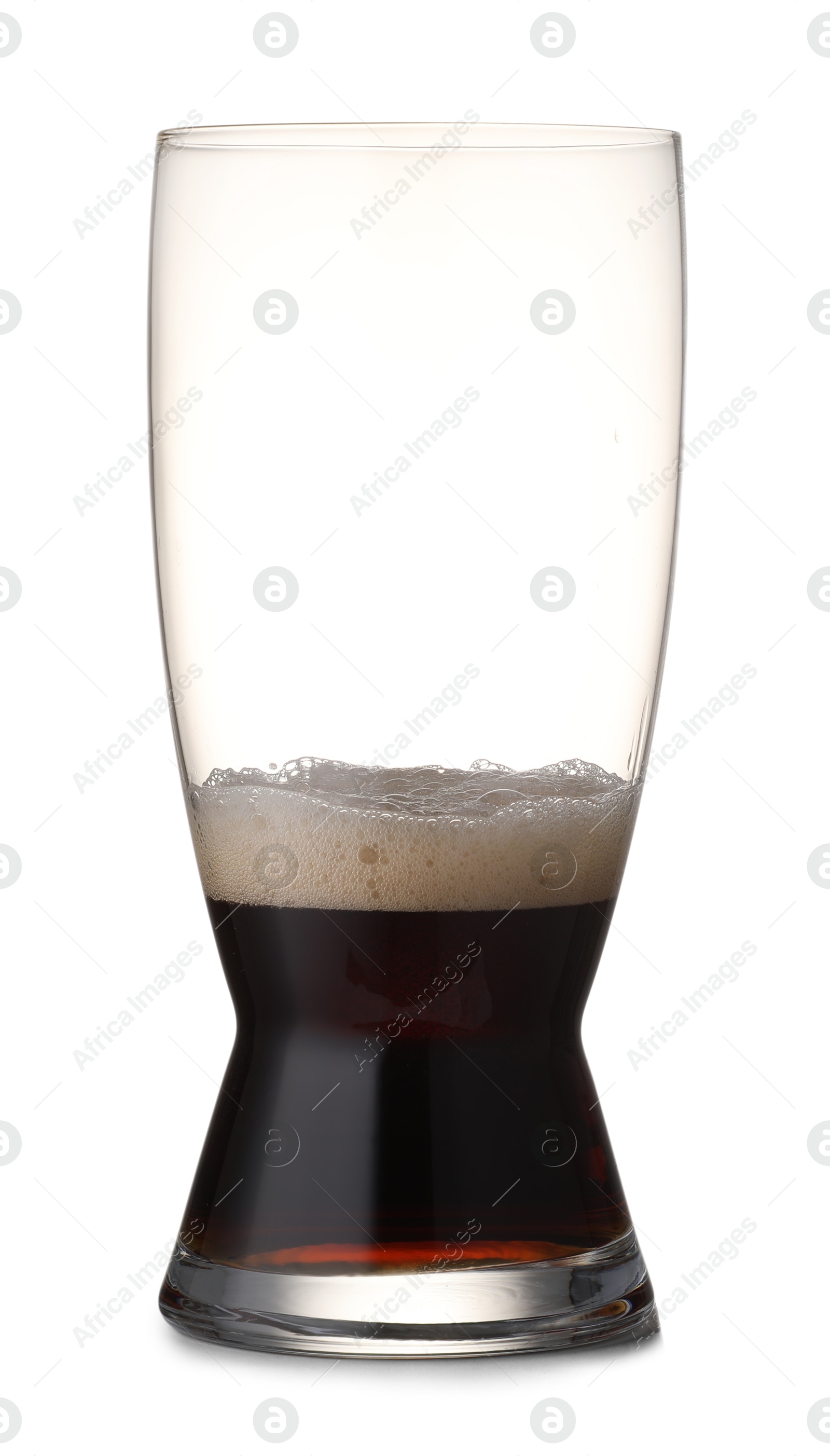 Photo of Half full glass of beer isolated on white