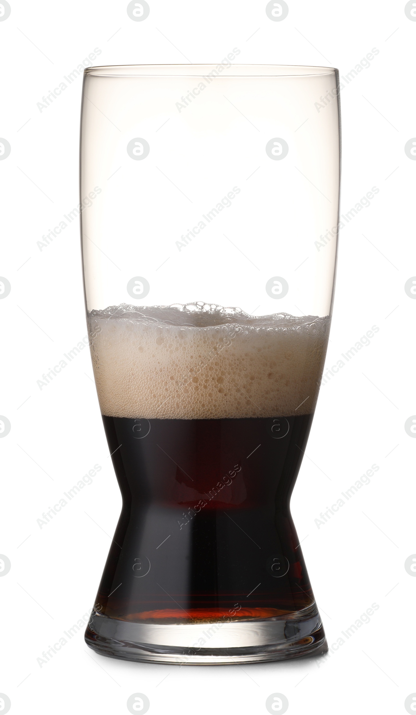 Photo of Half full glass of beer isolated on white