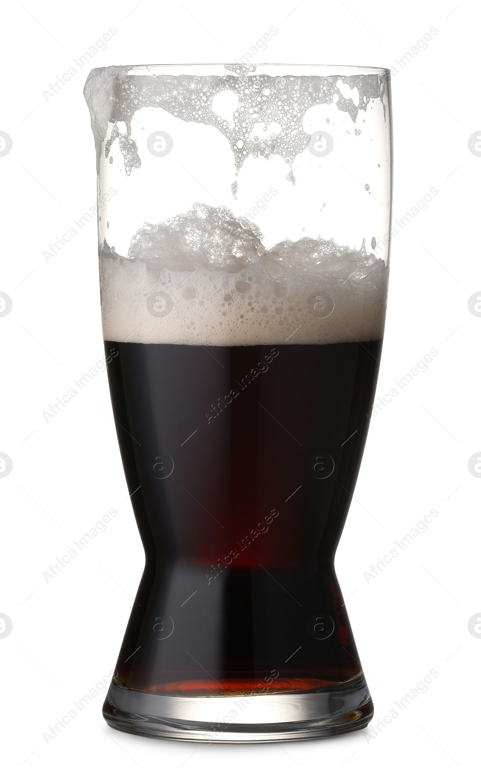 Photo of Half full glass of beer isolated on white