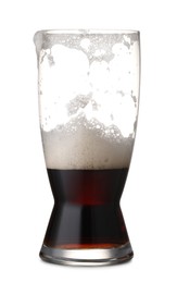 Photo of Half full glass of beer isolated on white