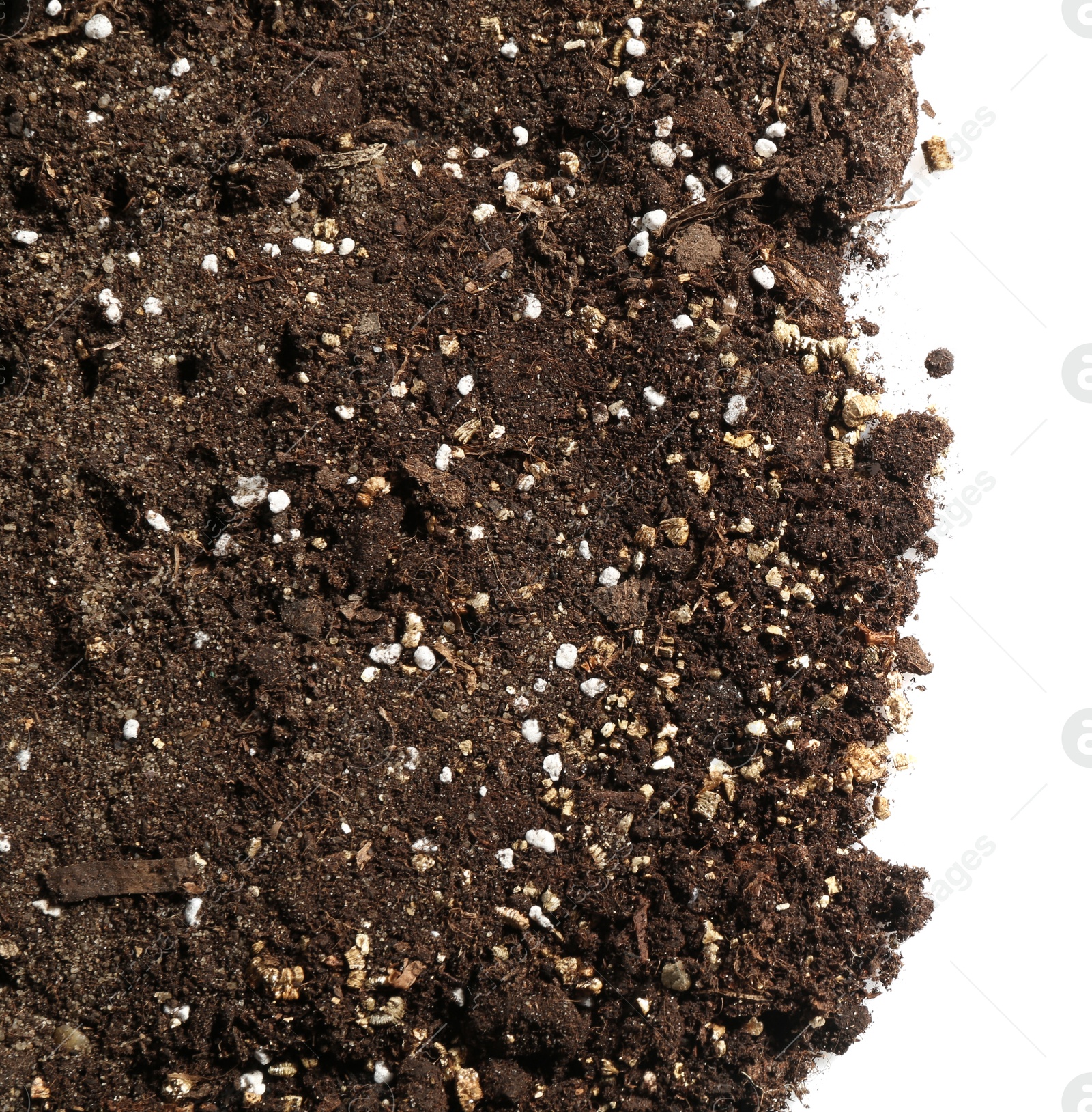 Photo of Fresh soil isolated on white. Gardening season