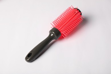 Photo of Hairdresser tool. Round brush on white background