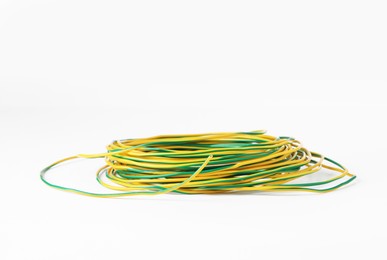 Photo of Insulated colorful electrical wire isolated on white