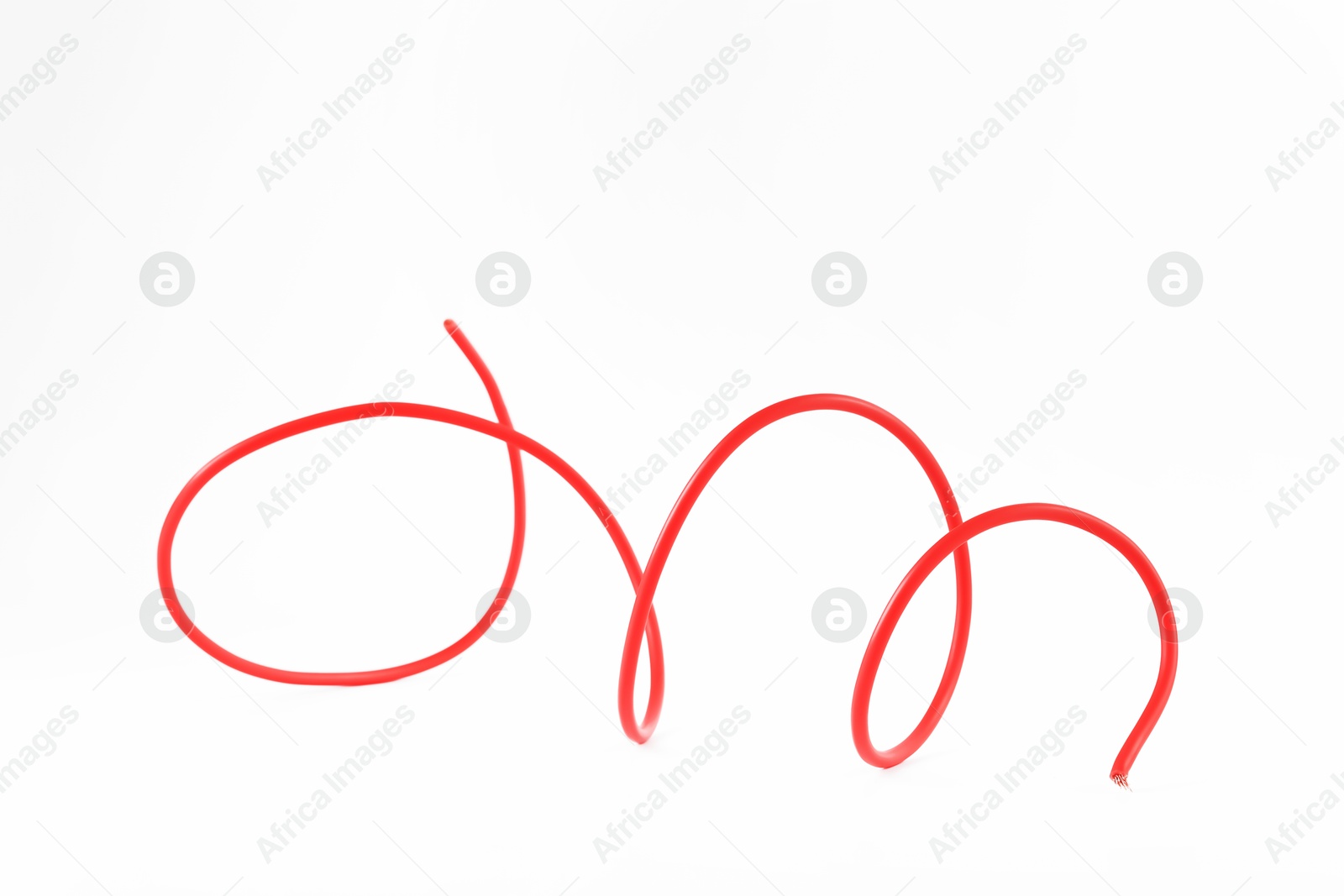 Photo of One red electrical wire isolated on white