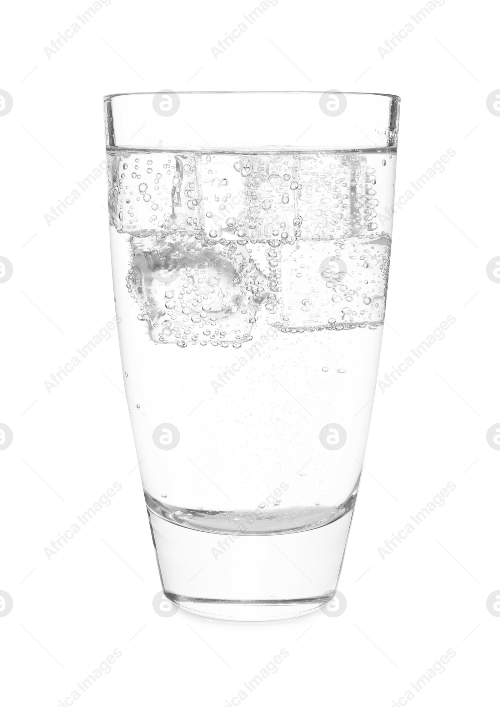 Photo of Glass of refreshing soda water isolated on white