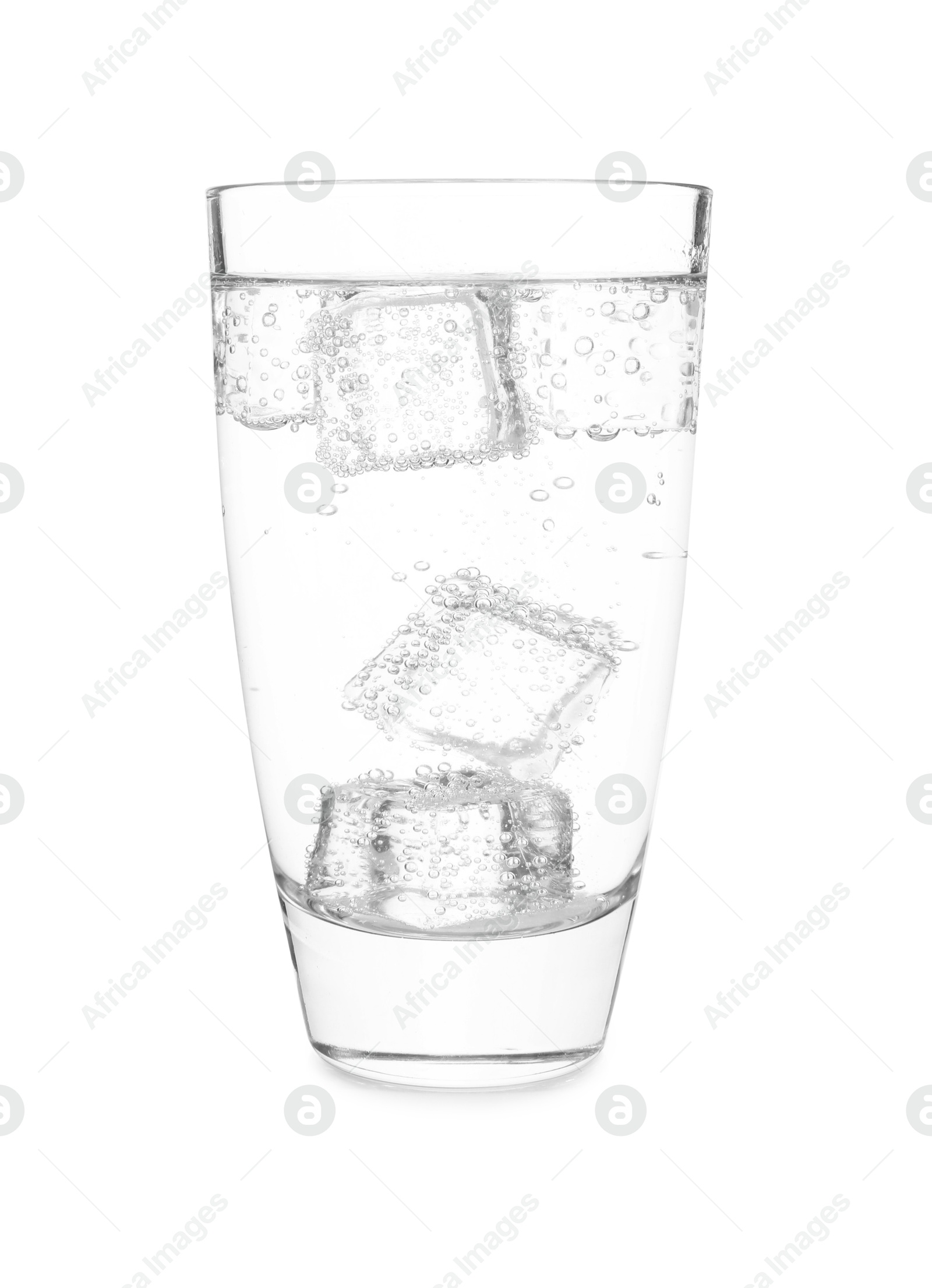 Photo of Glass of refreshing soda water isolated on white