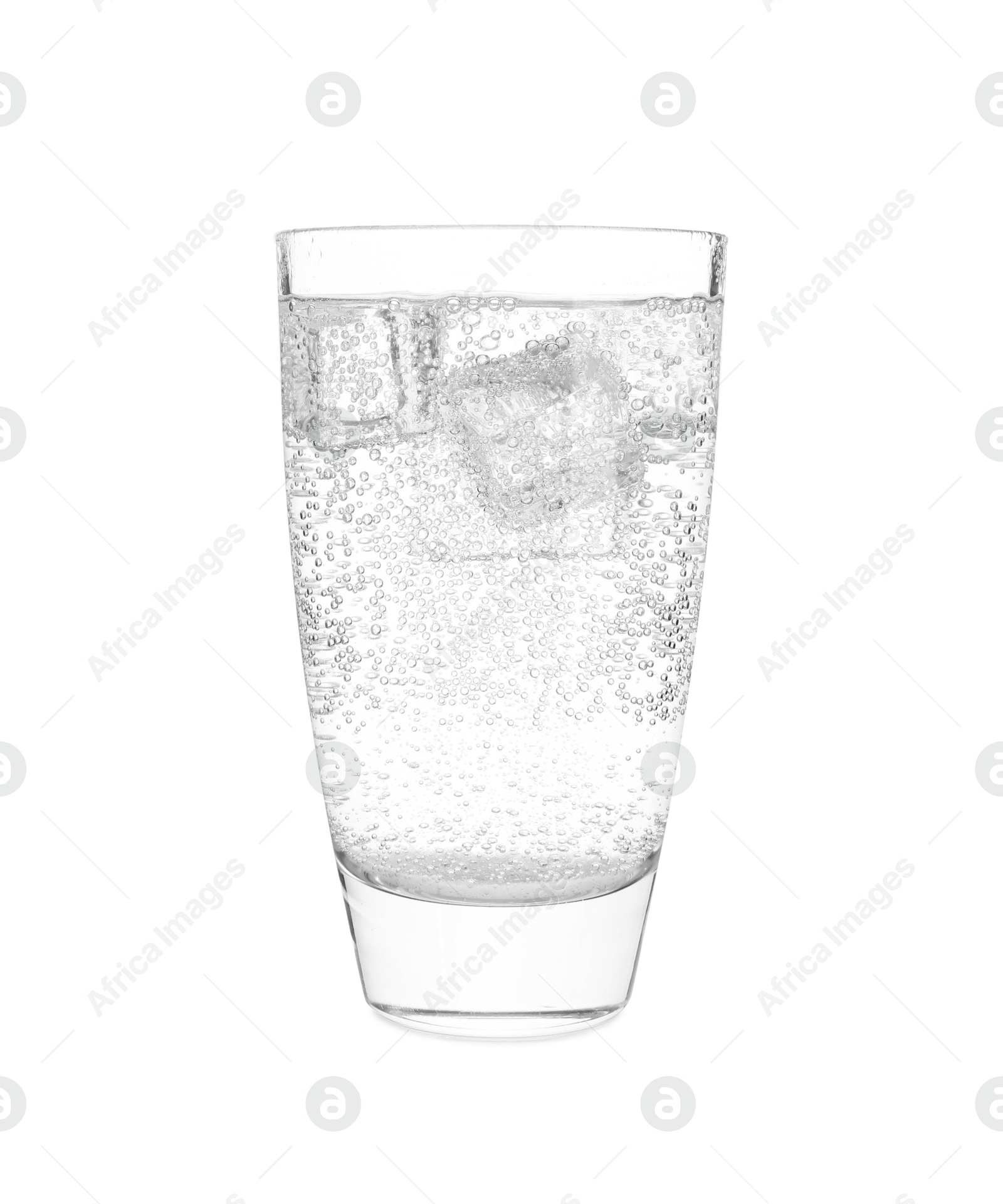 Photo of Glass of refreshing soda water isolated on white