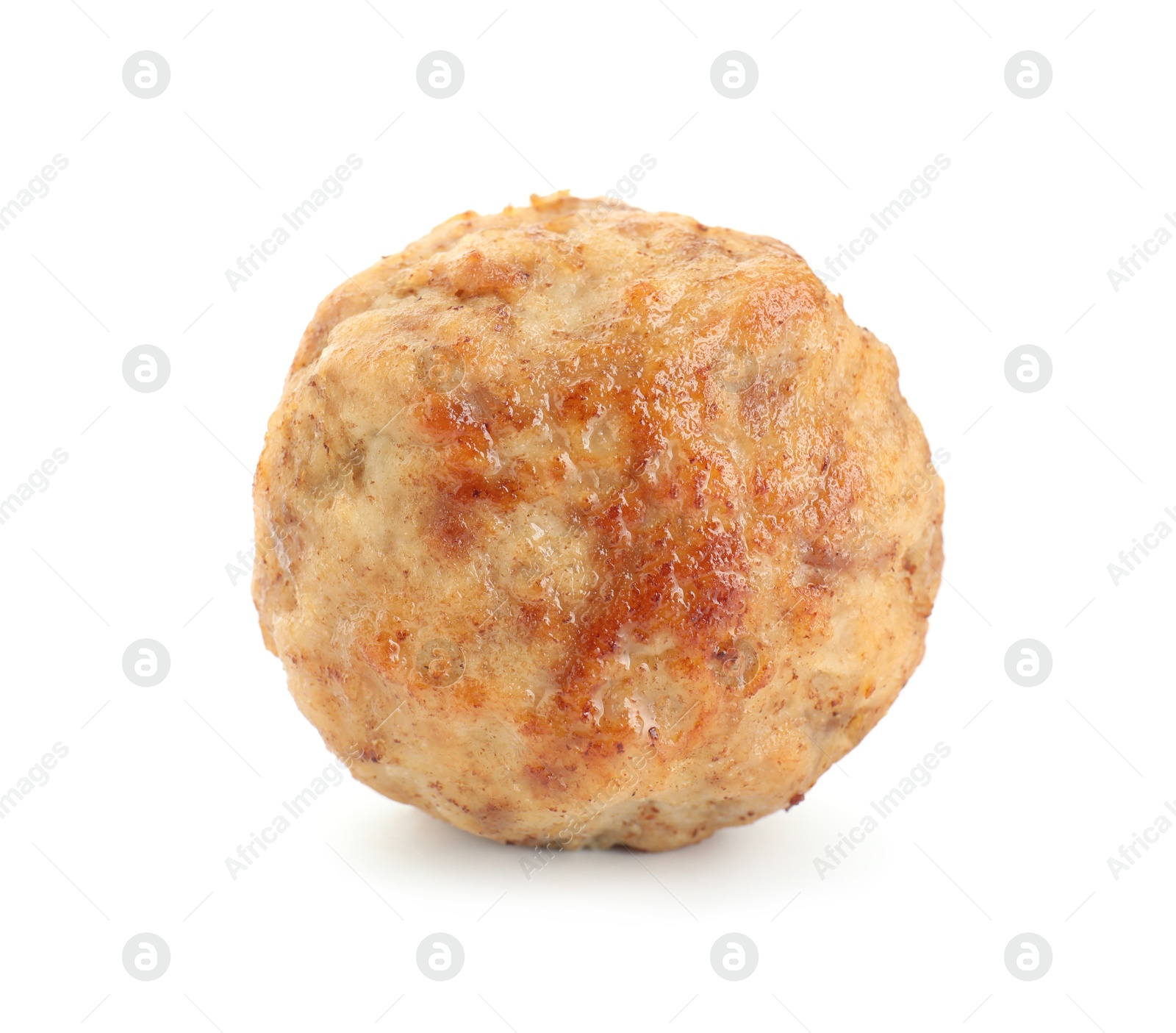 Photo of One tasty cooked meatball isolated on white