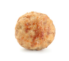 Photo of One tasty cooked meatball isolated on white