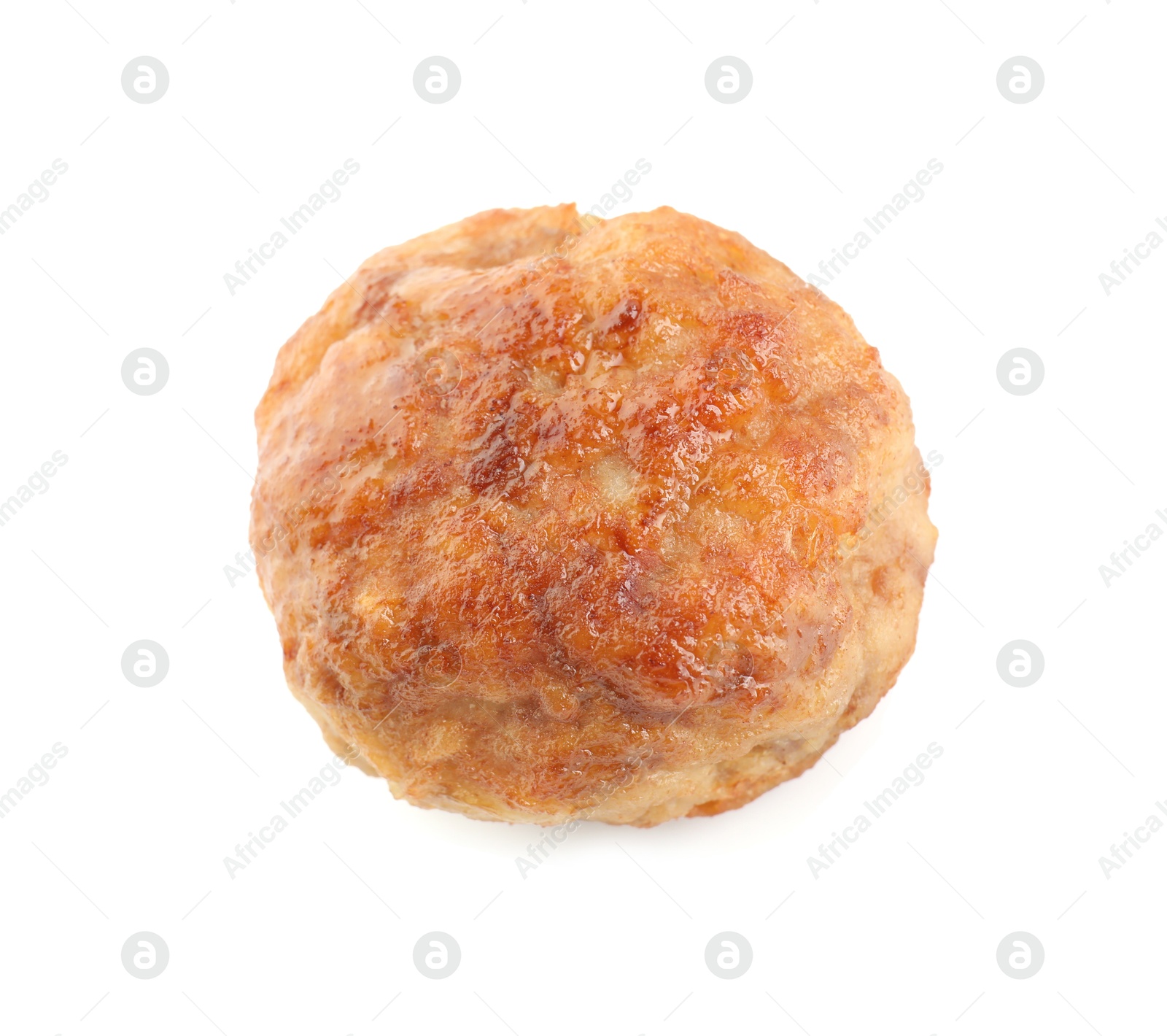 Photo of One tasty cooked meatball isolated on white