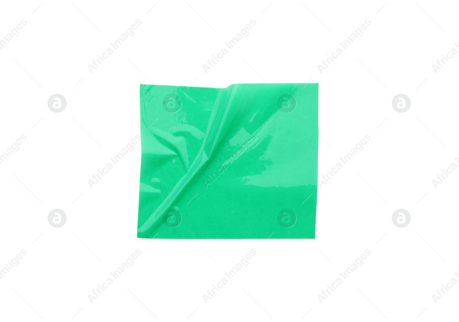 Photo of Strip of green adhesive tape isolated on white, top view