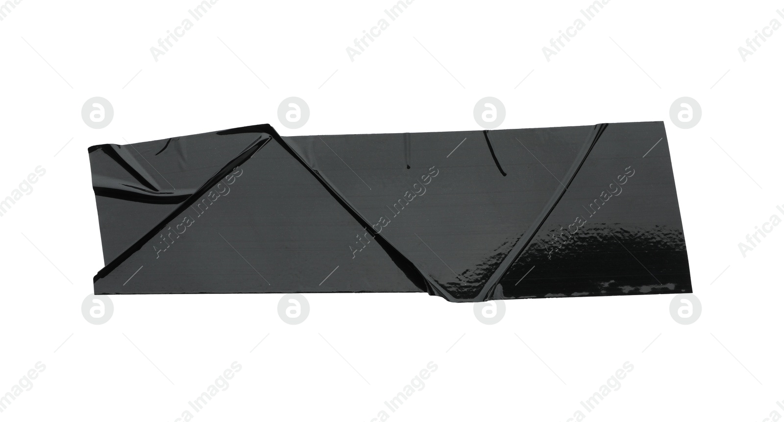 Photo of Strip of black adhesive tape isolated on white, top view