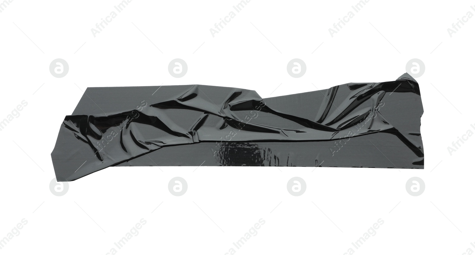 Photo of Strip of black adhesive tape isolated on white, top view