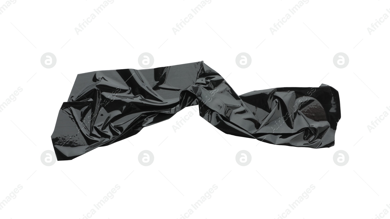 Photo of Strip of black adhesive tape isolated on white, top view