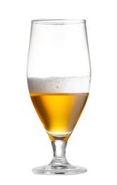 Glass of fresh beer with foam isolated on white