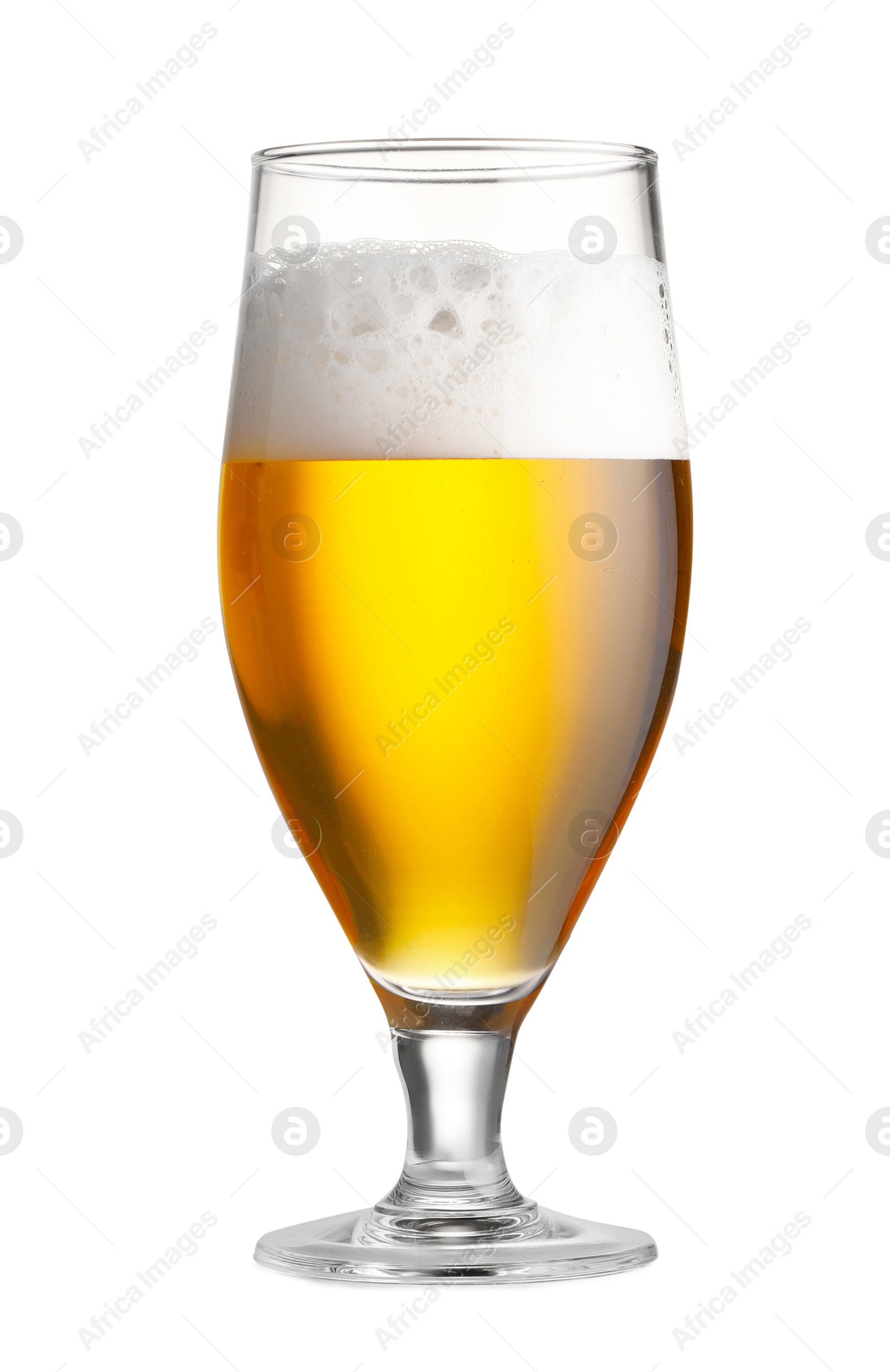 Photo of Glass of fresh beer with foam isolated on white