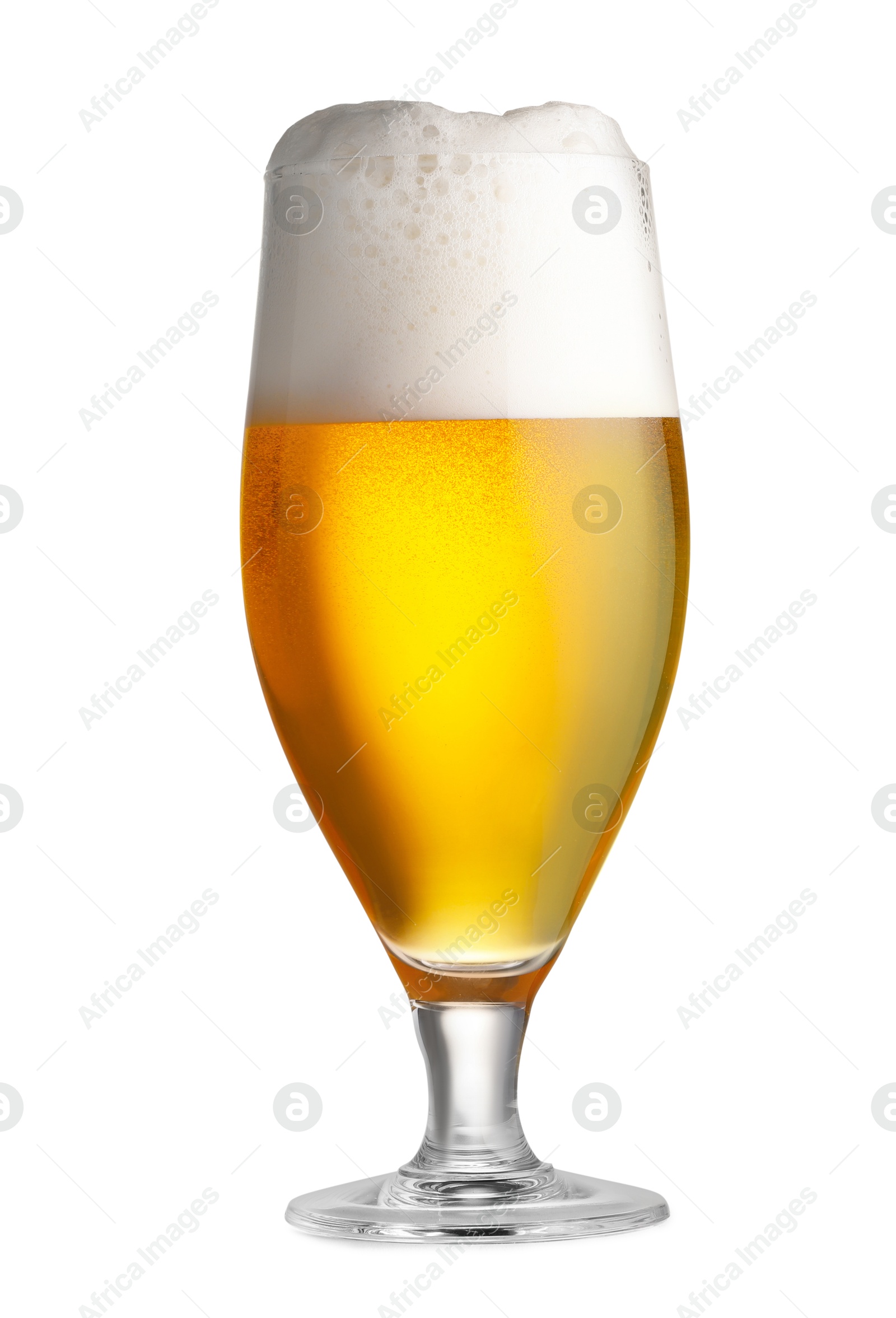 Photo of Glass of fresh beer with foam isolated on white