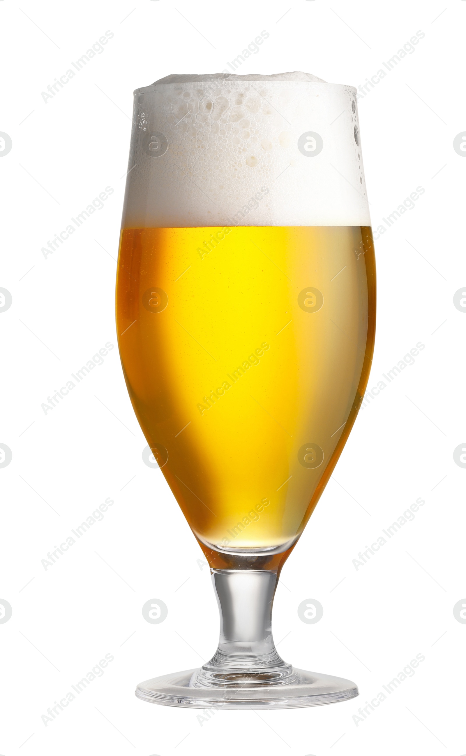 Photo of Glass of fresh beer with foam isolated on white