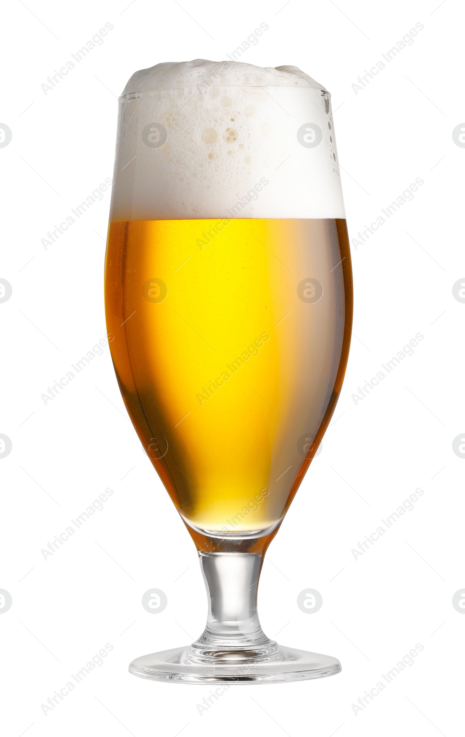 Photo of Glass of fresh beer with foam isolated on white