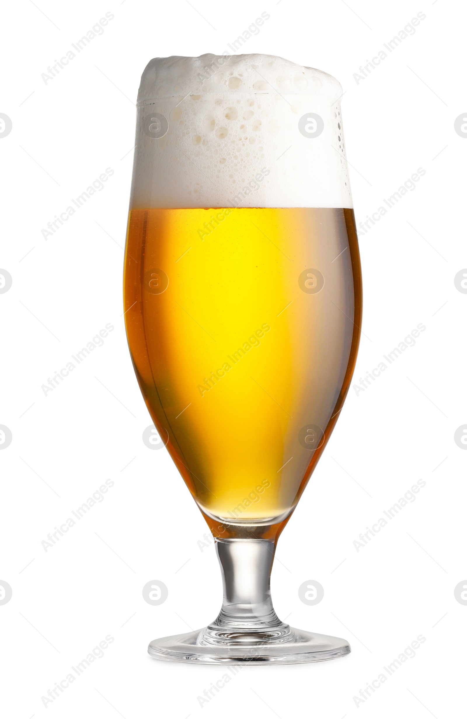 Photo of Glass of fresh beer with foam isolated on white