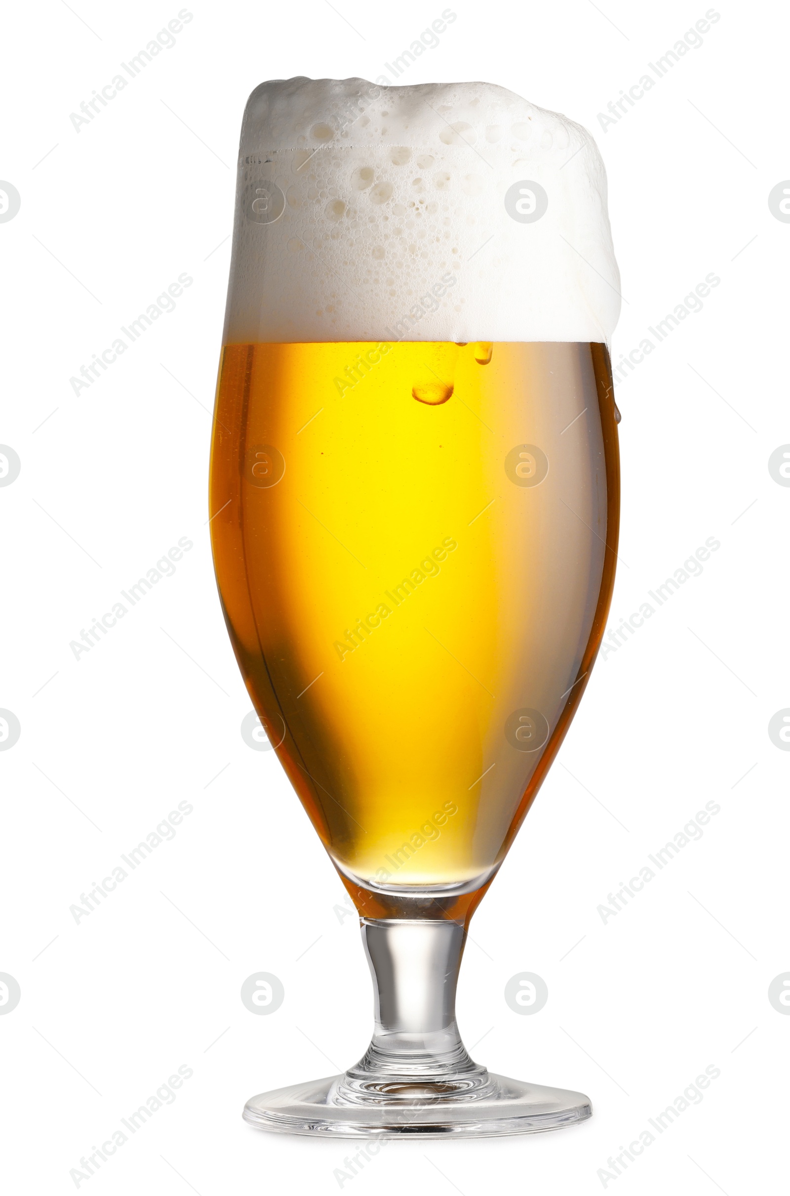 Photo of Glass of fresh beer with foam isolated on white