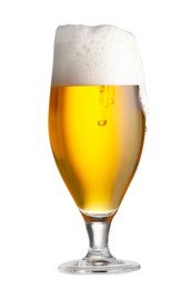 Glass of fresh beer with foam isolated on white